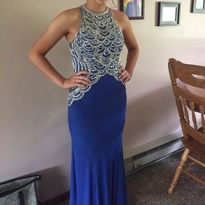 royal blue fitted prom dress